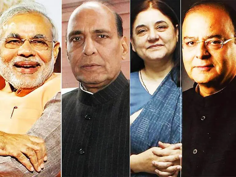 narendra modi rajnath singh menka gandhi arun jaitley